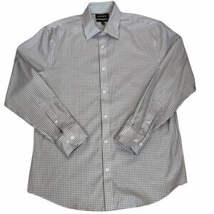 Bonobos Brown and White Check Dress Shirt Slim Fit 161/2x35